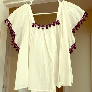 BB Dakota white shirt with blue tassels